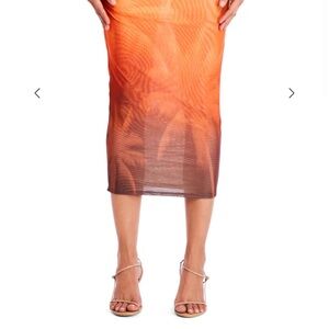 SER.O.YA Nia Mesh Midi Skirt in Sunset Palm resort beach summer